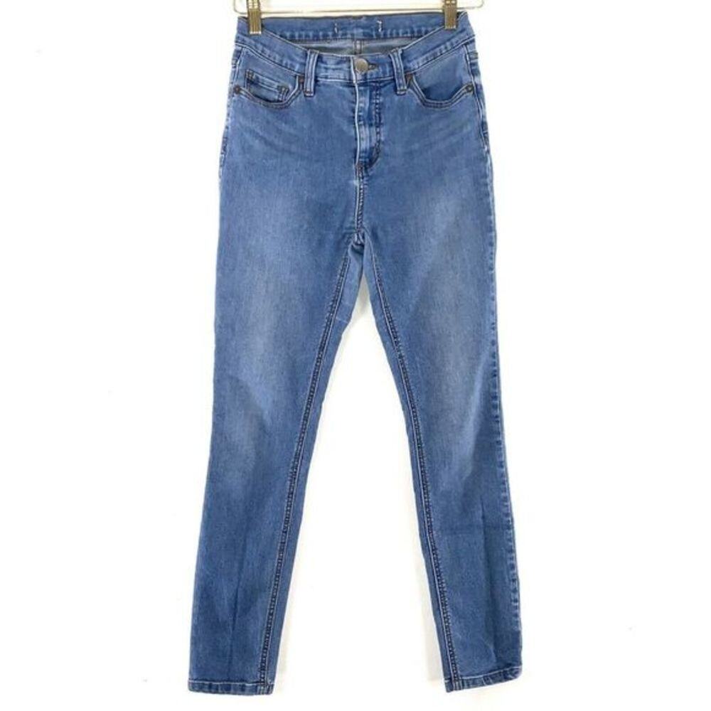 FREE‎ PEOPLE Mid Rise Crop Jeans Size 24 Skinny Denim Medium Light Wash Blue